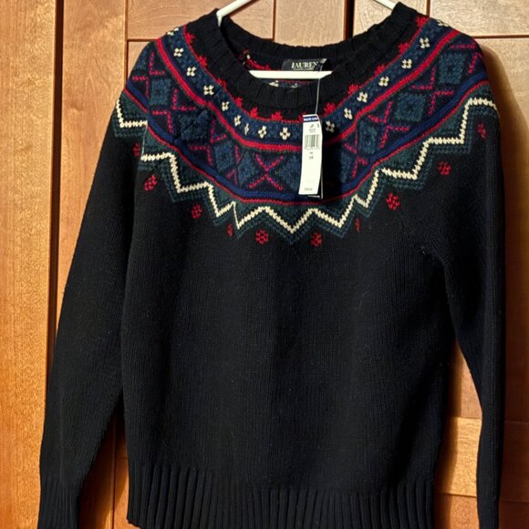 Lauren Ralph Lauren Fair Isle Wool Blend Pullover Crew-nack Sweater $208 - Picture 9 of 11